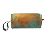 Cozimangoe Makeup Bag, Cosmetic Bag for Padded Travel Pouch Zippered Handle Multi-Purpose Small, School Work Trip Home Storage, Personalized Trendy Rich Copper Patina Metallic