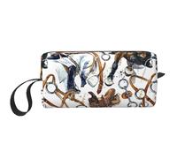 Cozimangoe Makeup Bag, Cosmetic Bag for Padded Travel Pouch Zippered Handle Multi-Purpose Small, School Work Trip Home Storage, Personalized Horse Racing Harness Horse