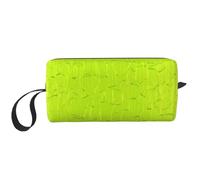 Cozimangoe Makeup Bag, Cosmetic Bag for Padded Travel Pouch Zippered Handle Multi-Purpose Small, School Work Trip Home Storage, Personalized Lime Green Modern Abstract Background
