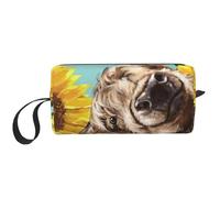 Cozimangoe Makeup Bag, Cosmetic Bag for Padded Travel Pouch Zippered Handle Multi-Purpose Small, School Work Trip Home Storage, Personalized Highl and Cow with Sunflowers