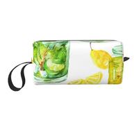 Cozimangoe Makeup Bag, Cosmetic Bag for Padded Travel Pouch Zippered Handle Multi-Purpose Small, School Work Trip Home Storage, Personalized Drink Cocktail Lemon Ice