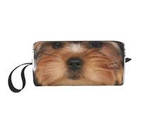 Cozimangoe Makeup Bag, Cosmetic Bag for Padded Travel Pouch Zippered Handle Multi-Purpose Small, School Work Trip Home Storage, Personalized Yorkshire Terrier Lies On White