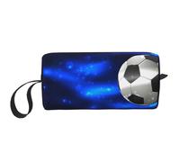 Cozimangoe Makeup Bag, Cosmetic Bag for Padded Travel Pouch Zippered Handle Multi-Purpose Small, School Work Trip Home Storage, Personalized Soccer Ball On Fire