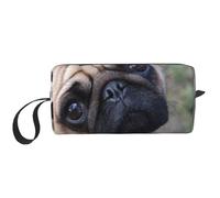 Cozimangoe Makeup Bag, Cosmetic Bag for Padded Travel Pouch Zippered Handle Multi-Purpose Small, School Work Trip Home Storage, Personalized Funny Pug Dog Look at You