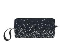 Cozimangoe Makeup Bag, Cosmetic Bag for Padded Travel Pouch Zippered Handle Multi-Purpose Small, School Work Trip Home Storage, Personalized Black Silver Glitter Diamond Sparkly