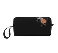 Cozimangoe Makeup Bag, Cosmetic Bag for Padded Travel Pouch Zippered Handle Multi-Purpose Small, School Work Trip Home Storage, Personalized Doberman Pinscher Pets Dogs Black Dogs Doberman