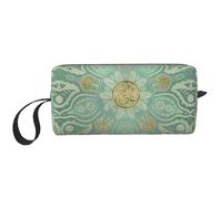 Cozimangoe Makeup Bag, Cosmetic Bag for Padded Travel Pouch Zippered Handle Multi-Purpose Small, School Work Trip Home Storage, Personalized Soft Sage Green and Gold Celtic Mandala