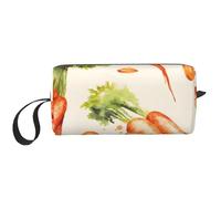 Cozimangoe Makeup Bag, Cosmetic Bag for Padded Travel Pouch Zippered Handle Multi-Purpose Small, School Work Trip Home Storage, Personalized Watercolor Hand Drawn Carrots