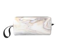 Cozimangoe Makeup Bag, Cosmetic Bag for Padded Travel Pouch Zippered Handle Multi-Purpose Small, School Work Trip Home Storage, Personalized Yellow Marble Print