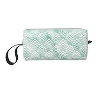 Cozimangoe Makeup Bag, Cosmetic Bag for Padded Travel Pouch Zippered Handle Multi-Purpose Small, School Work Trip Home Storage, Personalized Scales Aqua Mint White Geometry Marble