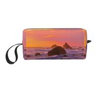 Cozimangoe Makeup Bag, Cosmetic Bag for Padded Travel Pouch Zippered Handle Multi-Purpose Small, School Work Trip Home Storage, Personalized The Sunset Seascape