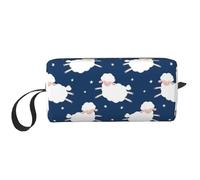 Cozimangoe Makeup Bag, Cosmetic Bag for Padded Travel Pouch Zippered Handle Multi-Purpose Small, School Work Trip Home Storage, Personalized Sheep On A Starry Sky