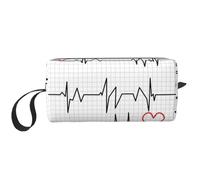 Cozimangoe Makeup Bag, Cosmetic Bag for Padded Travel Pouch Zippered Handle Multi-Purpose Small, School Work Trip Home Storage, Personalized Calling Nurses EKG Stripe