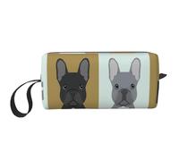 Cozimangoe Makeup Bag, Cosmetic Bag for Padded Travel Pouch Zippered Handle Multi-Purpose Small, School Work Trip Home Storage, Personalized Cute French Bulldogs