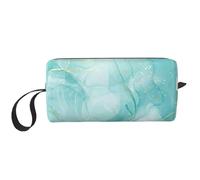 Cozimangoe Makeup Bag, Cosmetic Bag for Padded Travel Pouch Zippered Handle Multi-Purpose Small, School Work Trip Home Storage, Personalized Pastel Mint Green Marble