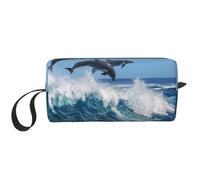Cozimangoe Makeup Bag, Cosmetic Bag for Padded Travel Pouch Zippered Handle Multi-Purpose Small, School Work Trip Home Storage, Personalized Common Bottlenose Dolphin