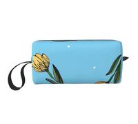 Cozimangoe Makeup Bag, Cosmetic Bag for Padded Travel Pouch Zippered Handle Multi-Purpose Small, School Work Trip Home Storage, Personalized Hand Drawn Yellow Tulips