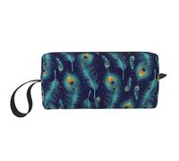 Cozimangoe Makeup Bag, Cosmetic Bag for Padded Travel Pouch Zippered Handle Multi-Purpose Small, School Work Trip Home Storage, Personalized Beautiful Peacock Feathers