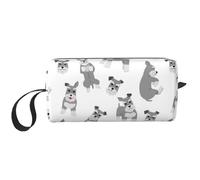 Cozimangoe Makeup Bag, Cosmetic Bag for Padded Travel Pouch Zippered Handle Multi-Purpose Small, School Work Trip Home Storage, Personalized Miniature Schnauzer Seamless Pattern