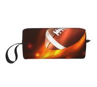 Cozimangoe Makeup Bag, Cosmetic Bag for Padded Travel Pouch Zippered Handle Multi-Purpose Small, School Work Trip Home Storage, Personalized Fire Rugby American Ball