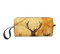 Cozimangoe Makeup Bag, Cosmetic Bag for Padded Travel Pouch Zippered Handle Multi-Purpose Small, School Work Trip Home Storage, Personalized Deers in The Woods