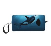 Cozimangoe Makeup Bag, Cosmetic Bag for Padded Travel Pouch Zippered Handle Multi-Purpose Small, School Work Trip Home Storage, Personalized The Dreamer Orca