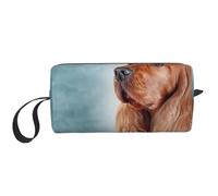 Cozimangoe Makeup Bag, Cosmetic Bag for Padded Travel Pouch Zippered Handle Multi-Purpose Small, School Work Trip Home Storage, Personalized Drawing Dog Englih Cocker Paniel Portrait