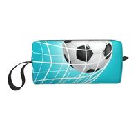 Cozimangoe Makeup Bag, Cosmetic Bag for Padded Travel Pouch Zippered Handle Multi-Purpose Small, School Work Trip Home Storage, Personalized Soccer Goal Football Winning