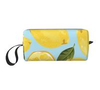Cozimangoe Makeup Bag, Cosmetic Bag for Padded Travel Pouch Zippered Handle Multi-Purpose Small, School Work Trip Home Storage, Personalized Yellow Lemon The Arts