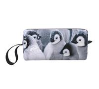 Cozimangoe Makeup Bag, Cosmetic Bag for Padded Travel Pouch Zippered Handle Multi-Purpose Small, School Work Trip Home Storage, Personalized Penguin in The Snow