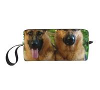 Cozimangoe Makeup Bag, Cosmetic Bag for Padded Travel Pouch Zippered Handle Multi-Purpose Small, School Work Trip Home Storage, Personalized German Shepherd Dogs Print