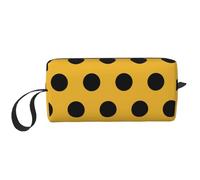 Cozimangoe Makeup Bag, Cosmetic Bag for Padded Travel Pouch Zippered Handle Multi-Purpose Small, School Work Trip Home Storage, Personalized Polka Dot Black Dots On Yellow Printed