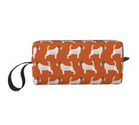 Cozimangoe Makeup Bag, Cosmetic Bag for Padded Travel Pouch Zippered Handle Multi-Purpose Small, School Work Trip Home Storage, Personalized Jack Russell Terriers Orange Cute Dog Jack Russells
