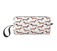 Cozimangoe Makeup Bag, Cosmetic Bag for Padded Travel Pouch Zippered Handle Multi-Purpose Small, School Work Trip Home Storage, Personalized Dachshund Sausage Dog