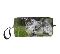 Cozimangoe Makeup Bag, Cosmetic Bag for Padded Travel Pouch Zippered Handle Multi-Purpose Small, School Work Trip Home Storage, Personalized English Setter Lawn Pets Dogs English Setter
