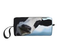 Cozimangoe Makeup Bag, Cosmetic Bag for Padded Travel Pouch Zippered Handle Multi-Purpose Small, School Work Trip Home Storage, Cute Cow Printed