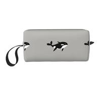 Cozimangoe Makeup Bag, Cosmetic Bag for Padded Travel Pouch Zippered Handle Multi-Purpose Small, School Work Trip Home Storage, Personalized Orca Whale Seamless Pattern Cartoon Style