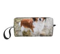 Cozimangoe Makeup Bag, Cosmetic Bag for Padded Travel Pouch Zippered Handle Multi-Purpose Small, School Work Trip Home Storage, Personalized Dogs in The Water River Brown White Dogs Paniel