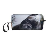 Cozimangoe Makeup Bag, Cosmetic Bag for Padded Travel Pouch Zippered Handle Multi-Purpose Small, School Work Trip Home Storage, French Bulldogs Mall Black Dogs Pets