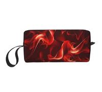 Cozimangoe Makeup Bag, Cosmetic Bag for Padded Travel Pouch Zippered Handle Multi-Purpose Small, School Work Trip Home Storage, Personalized Red Flame