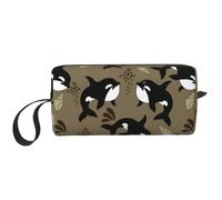 Cozimangoe Makeup Bag, Cosmetic Bag for Padded Travel Pouch Zippered Handle Multi-Purpose Small, School Work Trip Home Storage, Personalized Sea Life Whale Funny Big Fish Animal