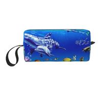 Cozimangoe Makeup Bag, Cosmetic Bag for Padded Travel Pouch Zippered Handle Multi-Purpose Small, School Work Trip Home Storage, Personalized Seabed Coral Fish