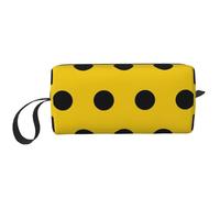 Cozimangoe Makeup Bag, Cosmetic Bag for Padded Travel Pouch Zippered Handle Multi-Purpose Small, School Work Trip Home Storage, Personalized Black and Yellow Polka Dots