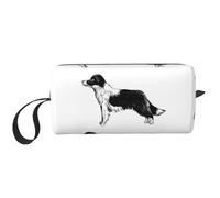 Cozimangoe Makeup Bag, Cosmetic Bag for Padded Travel Pouch Zippered Handle Multi-Purpose Small, School Work Trip Home Storage, Personalized Border Collies