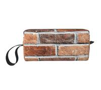 Cozimangoe Makeup Bag, Cosmetic Bag for Padded Travel Pouch Zippered Handle Multi-Purpose Small, School Work Trip Home Storage, Personalized Old Brick Wall