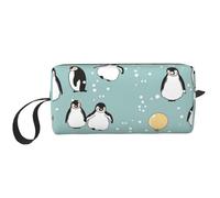 Cozimangoe Makeup Bag, Cosmetic Bag for Padded Travel Pouch Zippered Handle Multi-Purpose Small, School Work Trip Home Storage, Personalized Penguin Balloon Snowflake
