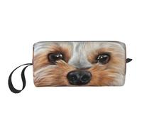 Cozimangoe Makeup Bag, Cosmetic Bag for Padded Travel Pouch Zippered Handle Multi-Purpose Small, School Work Trip Home Storage, Personalized Dog Cute Yorkshire Terrier Teacup