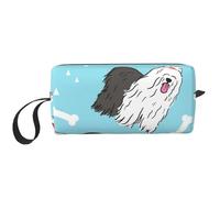 Cozimangoe Makeup Bag, Cosmetic Bag for Padded Travel Pouch Zippered Handle Multi-Purpose Small, School Work Trip Home Storage, Personalized Old English Sheepdog Pattern