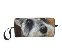 Cozimangoe Makeup Bag, Cosmetic Bag for Padded Travel Pouch Zippered Handle Multi-Purpose Small, School Work Trip Home Storage, Personalized Schnauzer Art Painting