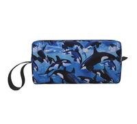 Cozimangoe Makeup Bag, Cosmetic Bag for Padded Travel Pouch Zippered Handle Multi-Purpose Small, School Work Trip Home Storage, Personalized Killer Whales Orcas Sea